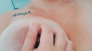 Playing with my breasts in the shower