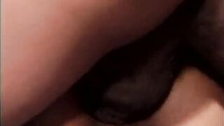 Curvy black with constricted booty rides a lengthy ebony jock